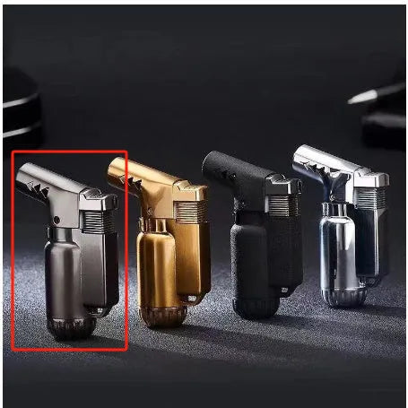 HB805-1 Full Metal Windproof Lighter in Straight Punching Elbow Design, 72 x 22 x 22mm Compact Size for Promotional Gifts, Wedding Favours, Birthday Presents and Corporate Events, Available in Black, Gold, Grey and Silver