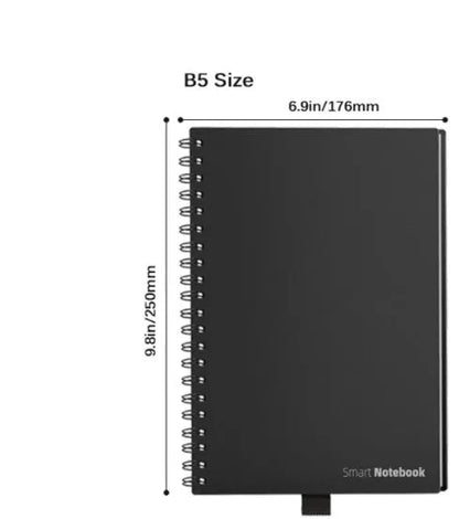 Business intelligence notebook with PVC cover, 30 sheets, 181 x 255 mm, A5 and B5 options, audio recording and handwriting recognition