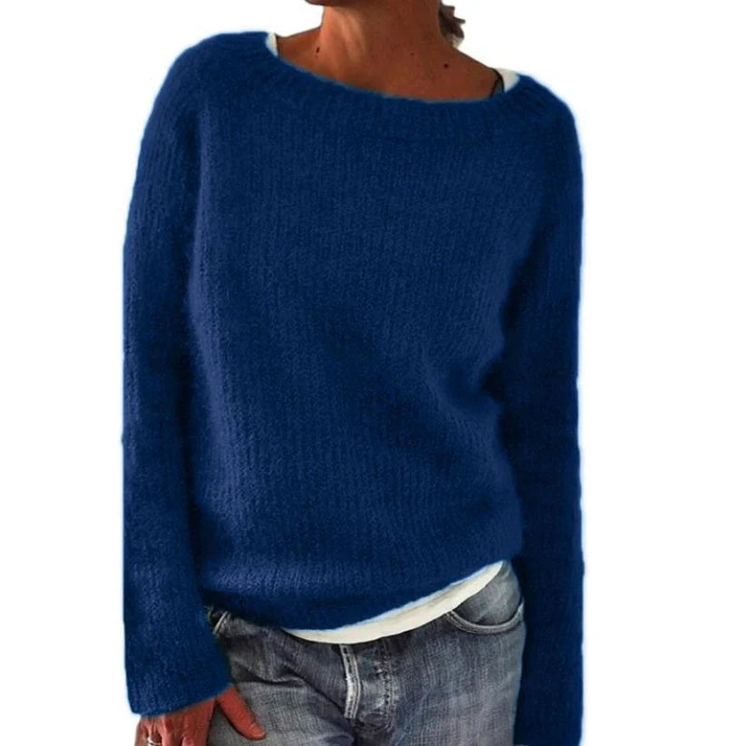 Classic fine wool knit sweater with stitching detail