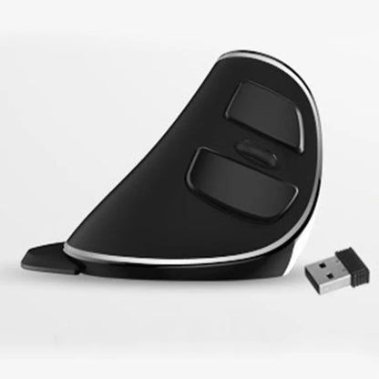 Black vertical ergonomic snail-shaped computer mouse with RGB lighting and USB cable.