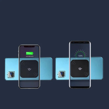 Slim black alloy power bank with LCD screen showing battery percentage, next to a smartphone.