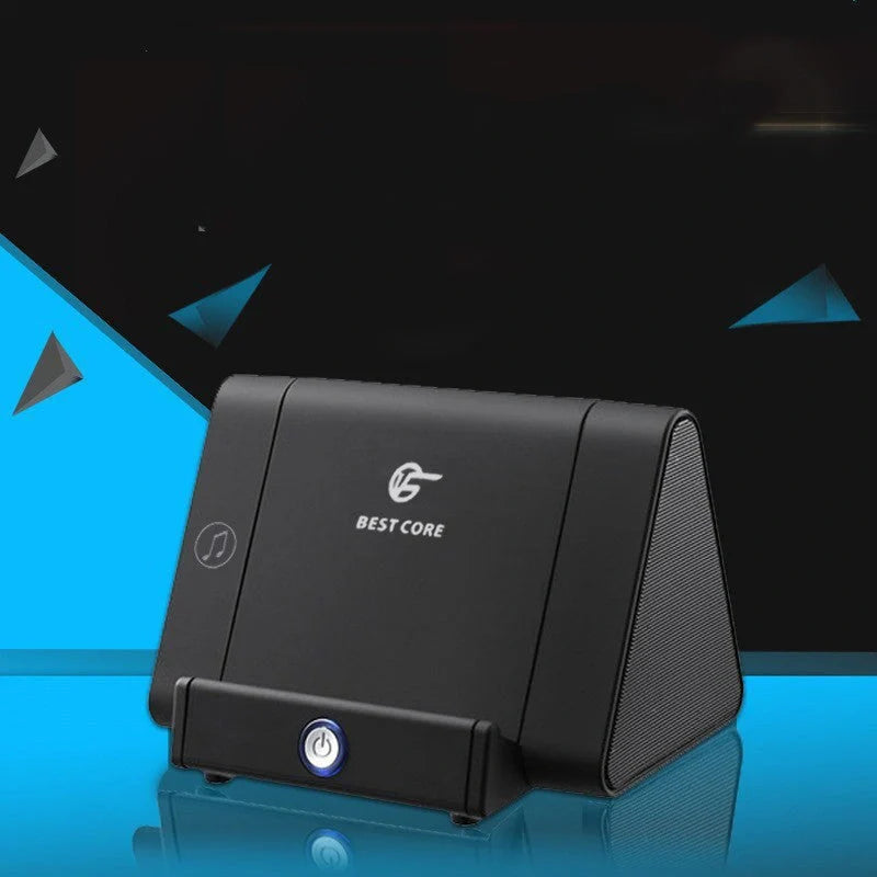 Compact portable subwoofer with automatic induction sound in pink, white, blue, and black