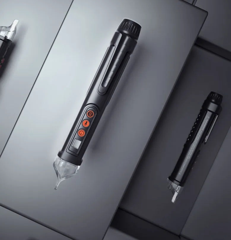 Black intelligent checkpoint test pencil for AC voltage line detection with sound and light indicators