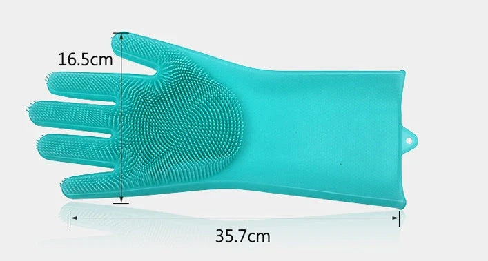 Silicone gloves with heat-resistant and non-slip design for versatile cleaning and cooking tasks
