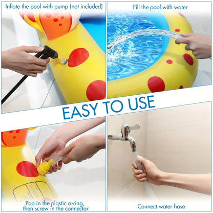 Blue inflatable dinosaur-shaped water spray pool for kids outdoor play