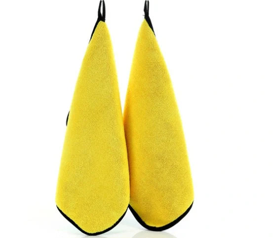 Sunny yellow coral velvet microfiber towel, 30cm by 40cm, for quick drying and sensitive skin care