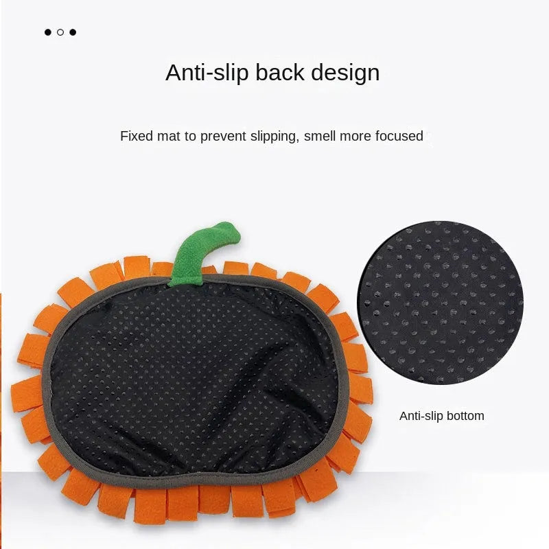 Orange pumpkin-shaped dog sniffing mat for slow feeding and anti-choking training