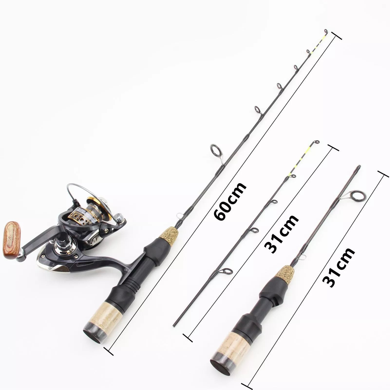 Double Tip Ice Fishing Rod with Spinning Wheel Tackle Set for winter angling