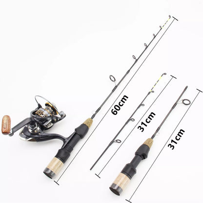 Double Tip Ice Fishing Rod with Spinning Wheel Tackle Set for winter angling