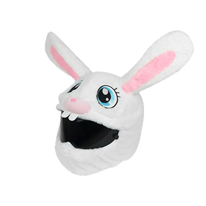 White long eared rabbit head decorative helmet cover for electric motorcycle