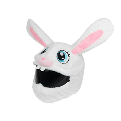 White long eared rabbit head decorative helmet cover for electric motorcycle