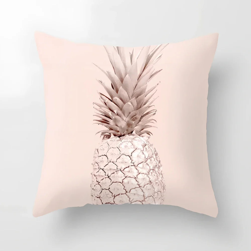45cm square pink cushion cover with peach skin texture on sofa