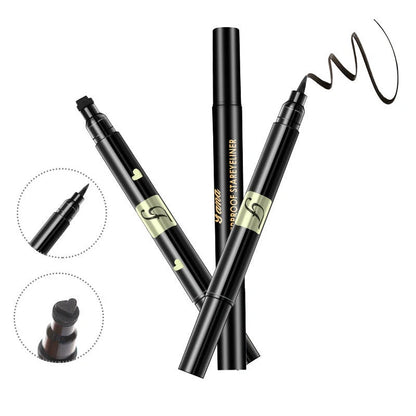 Double-headed seal eyeliner with unique five-pointed star, heart, and moon designs for precise makeup application