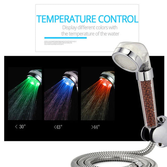 Color Changing LED Shower Head with temperature sensor and high pressure