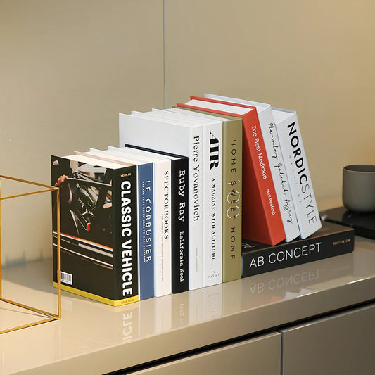 Cardboard fake book ornament 27cm high text shape in Black for shelf decoration