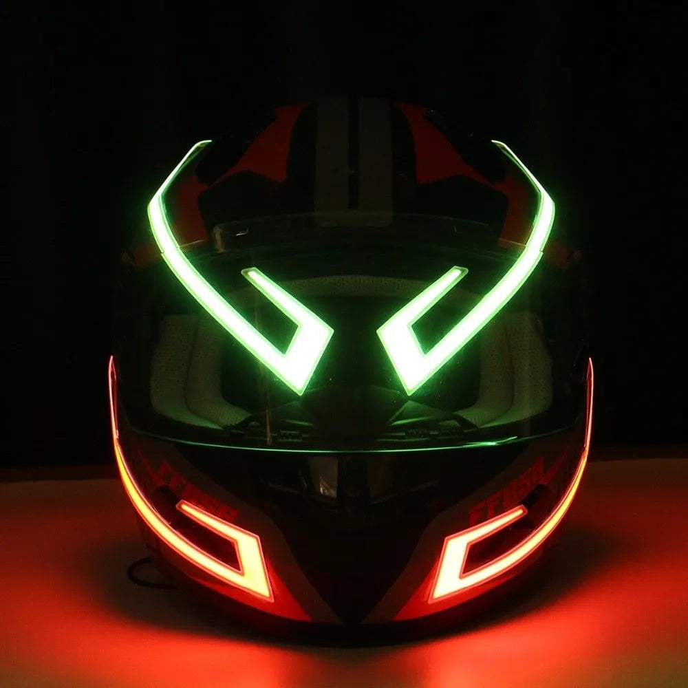 Motorcycle helmet EL cold light strip 380x35mm 3V with 3 modes, waterproof PVC, 3M adhesive, in blue red green white yellow.
