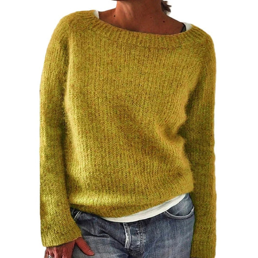 Classic fine wool knit sweater with stitching detail