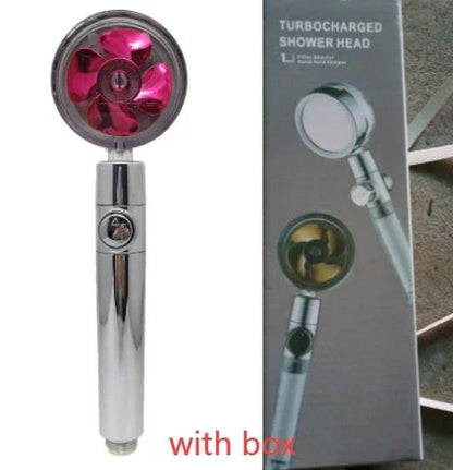 360° Rotating Shower Head with Built-In Fan - Premium ABS Plastic Construction, Water-Saving High-Pressure Spray