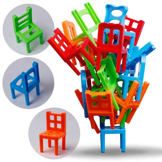 Colourful Balance Chairs Stacking Game for educational family fun