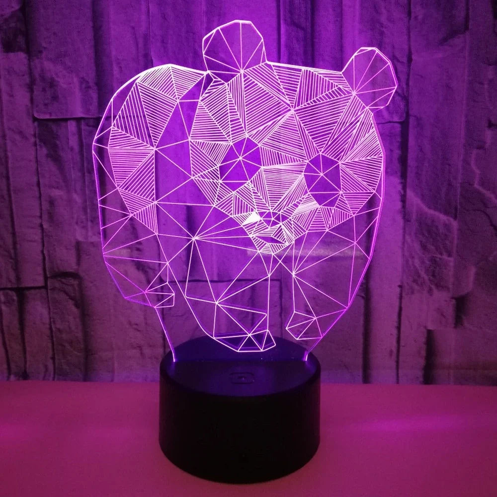 LED stereo night light with black ABS base and acrylic light panel showing multi-colour illumination