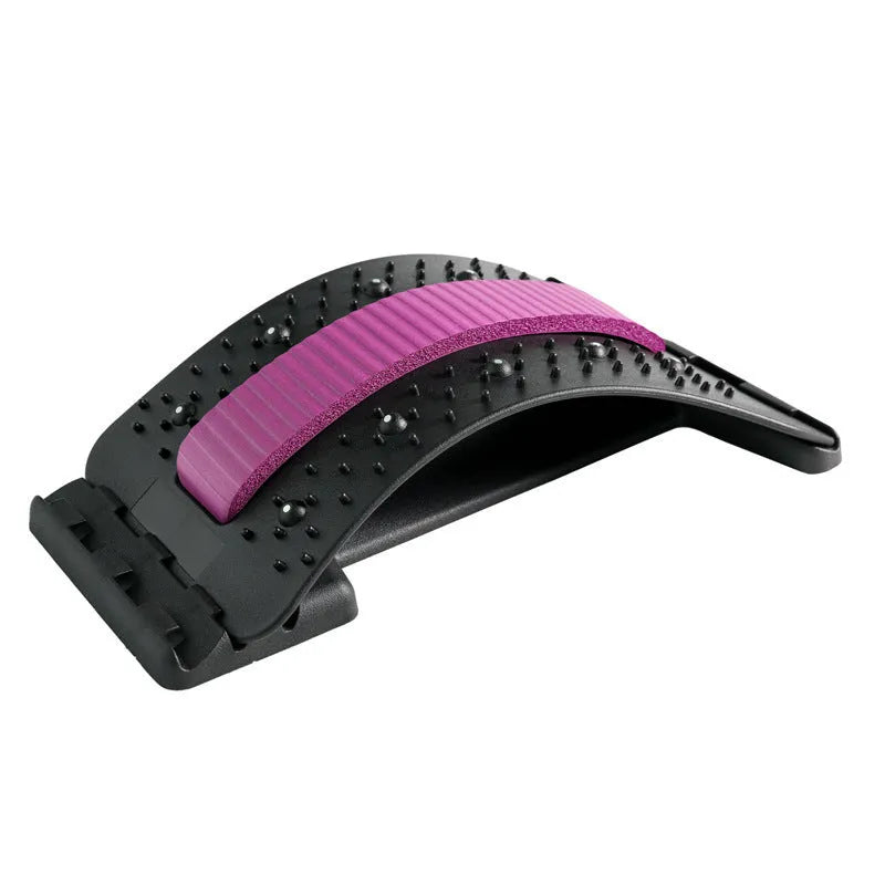 Adjustable back stretcher massager with multiple massage heads for lumbar spine pain relief