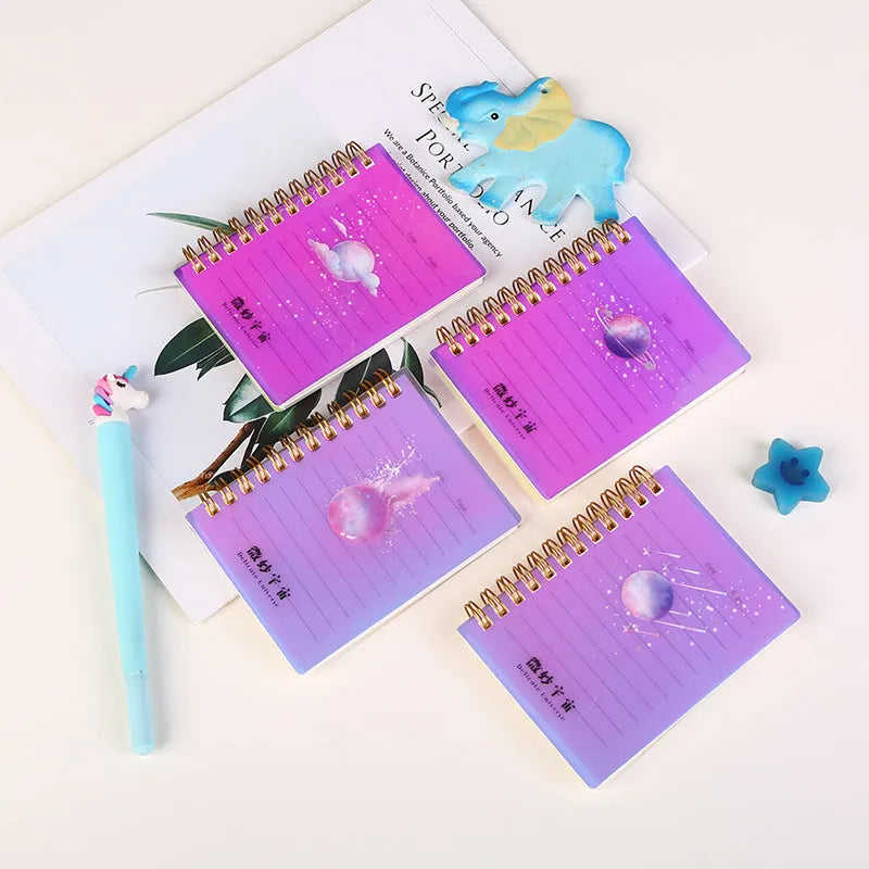 Rollover Coil Notebook in A7 size with spiral binding and PP cover, showing colour options and 80g paper