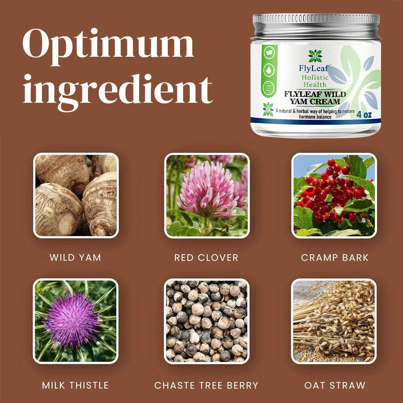 4 oz jar of Natural Formula Organic Yam Cream with Aloe Vera and Red Clover for menopause skincare