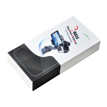Black 3-axis handheld smartphone gimbal stabilizer on a table.