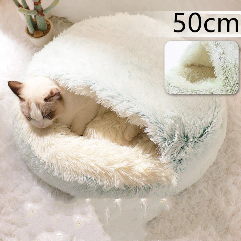 Cozy All-in-One Pet Bed in various colors and sizes, providing a plush and comfortable retreat for cats and dogs