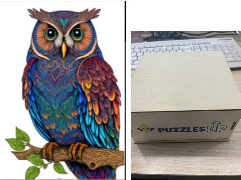 Animal Puzzle Set in A3 size with wooden storage box, vibrant animal designs for educational fun