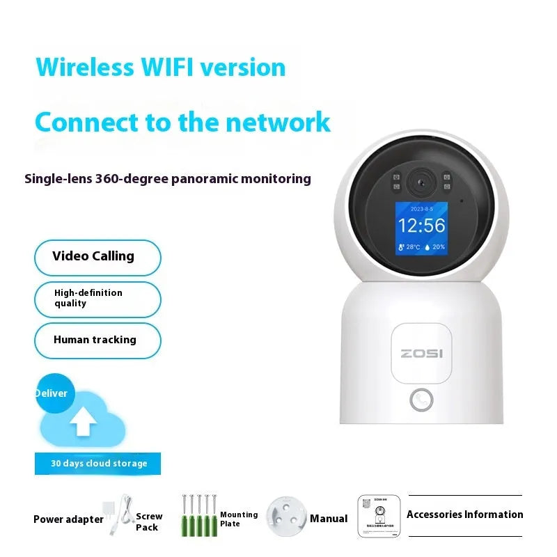 Zhou Shi wireless indoor security camera with large screen and wall mount bracket