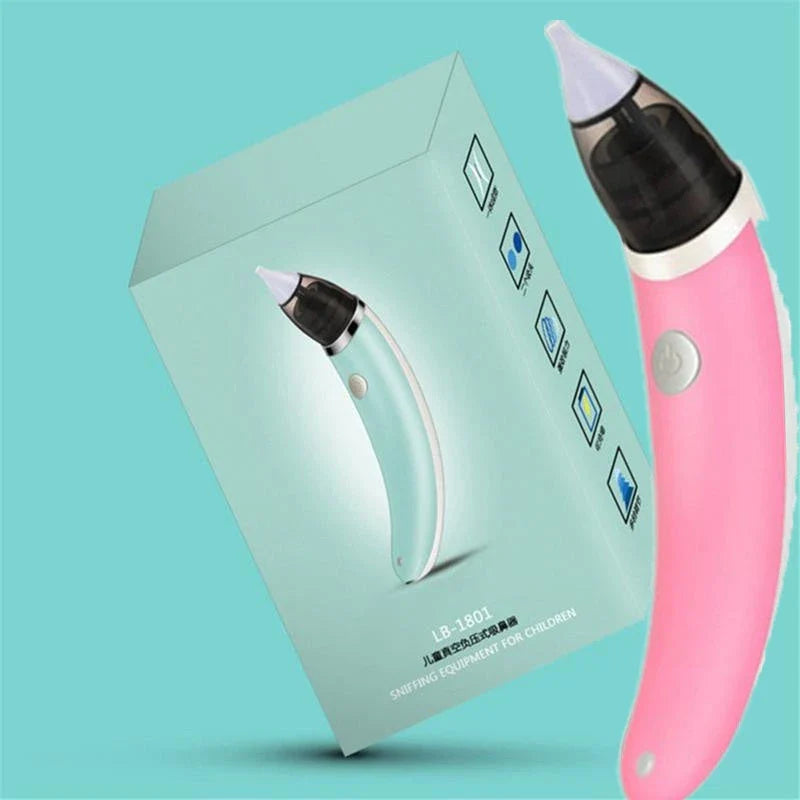 An electric nasal aspirator with adjustable suction levels, soft silicone tip, and BPA-free materials for effectively and comfortably clearing baby's congestion