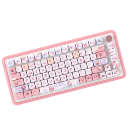 Sweet Cotton Candy gradient PBT keycap set for mechanical keyboards, showing pink to blue colour transition.