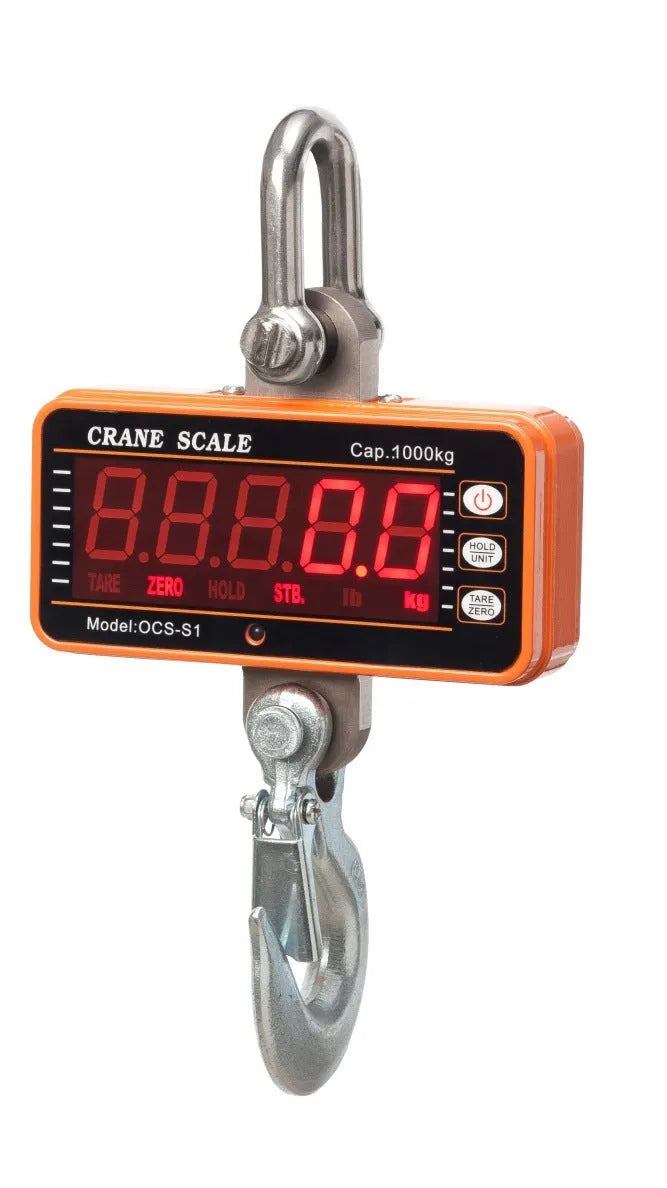 Orange electronic crane scale with digital display for warehouse weighing up to 500kg