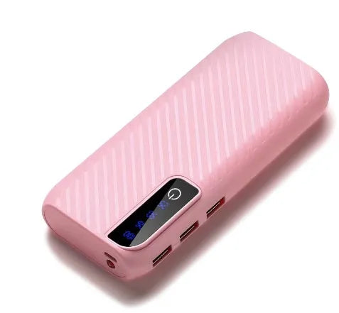 20000mAh mini power bank in black with dimensions 142x64x23mm showing dual USB ports