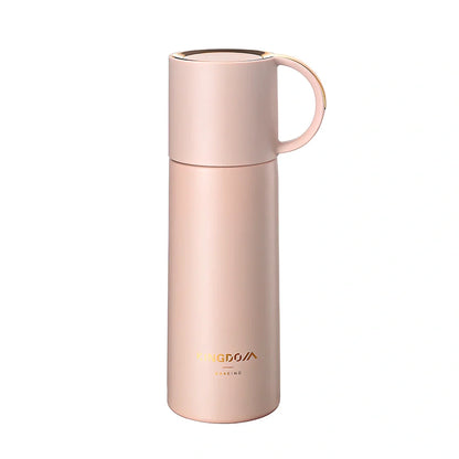 350ml stainless steel insulated vacuum flask in blue, with leakproof lid and round mouth for coffee or water