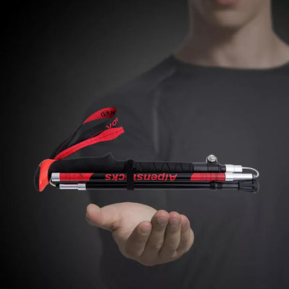 Ultralight carbon trekking poles with adjustable sections and tungsten tips for hiking