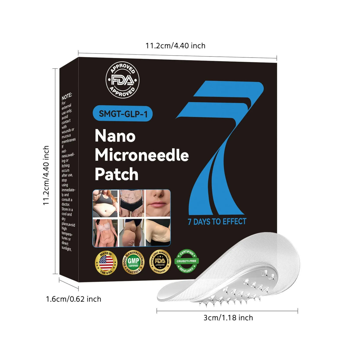 Pack of four GLP-1 compact micro needle body management patches for shaping support