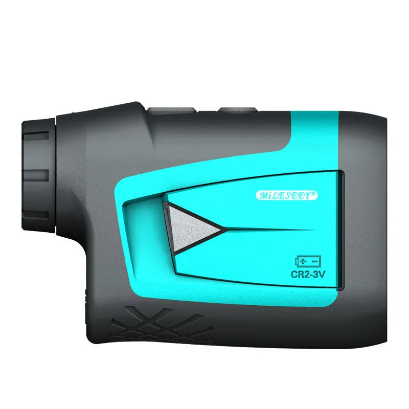 Handheld infrared laser rangefinder measuring 110x65x38mm for 600 metre distance measurement in golf and power maintenance