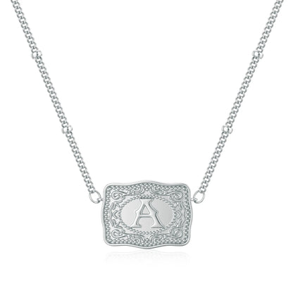 Personalised copper letter necklace with gold or white K electroplated finish, showing a single alphabet pendant.