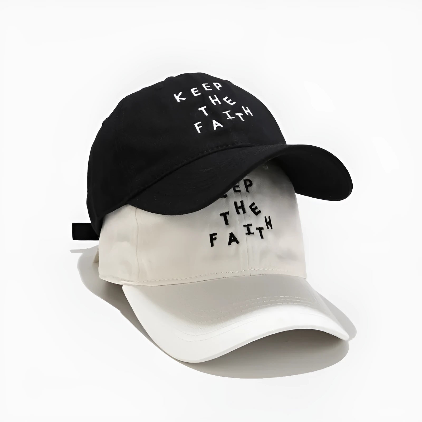 Men's cotton baseball cap with small embroidered letters on front in adjustable dome design