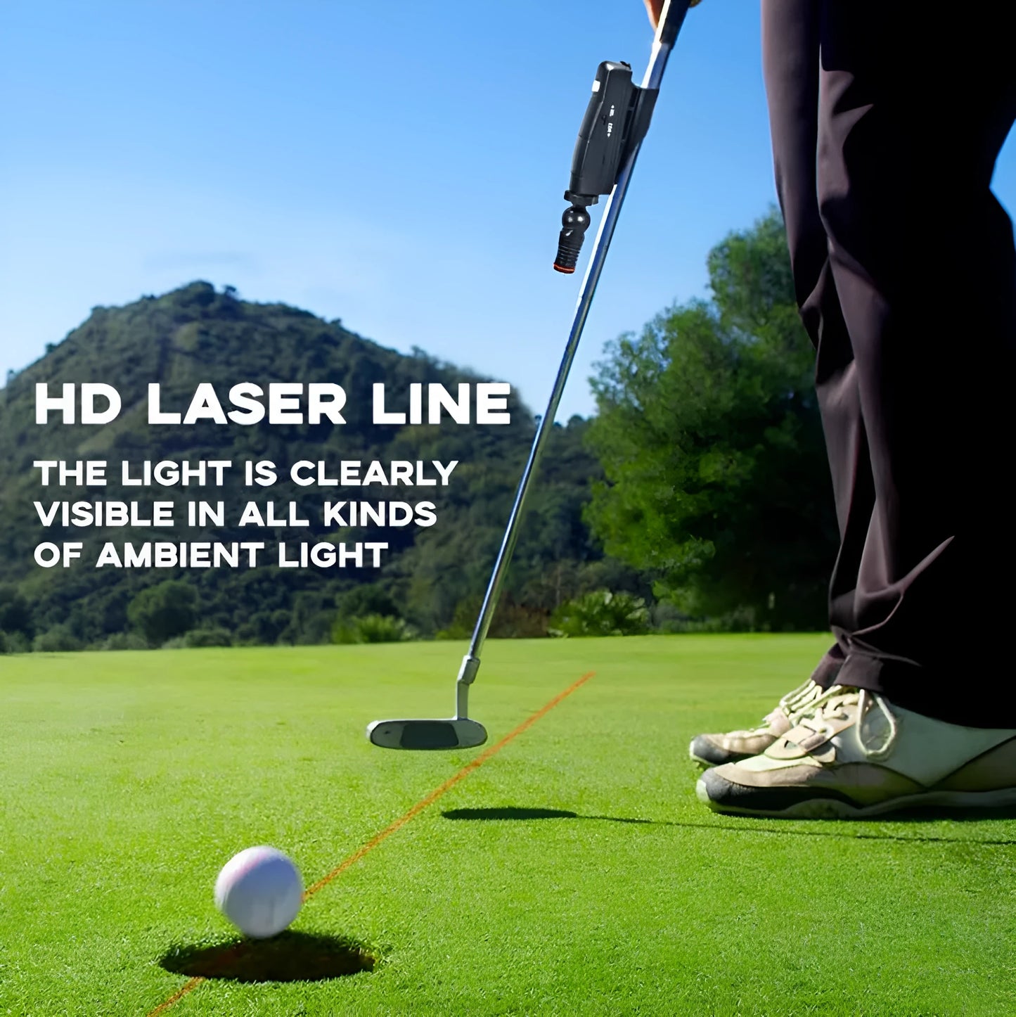 Black golf laser aiming instrument for putter alignment practice