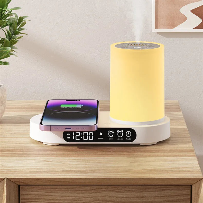 USB desktop colourful home smart aroma diffuser heavy fog humidifier, white or light wood grain column design with touch operation, 92mm diameter 155mm height, 0.5L capacity, under 36dB noise level for household and commercial use