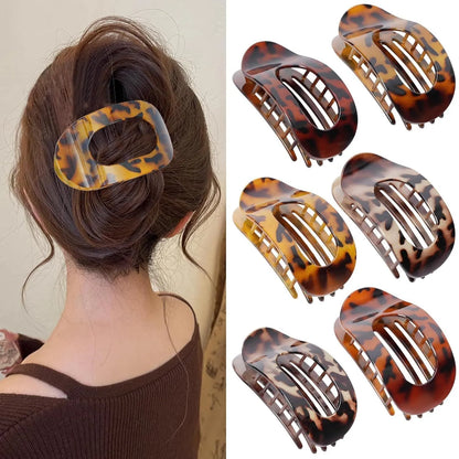 A set of six simple rose red plastic hair clips with a frosted grip, shown inside a clear OPP bag.