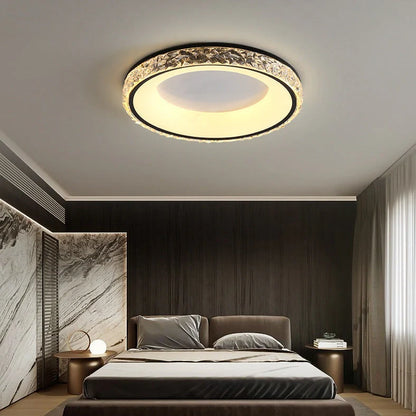 Circular 50cm bedroom ceiling lamp with Nordic design in black, gold, or white finish options