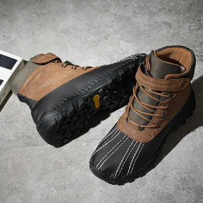 Rugged winter snow boots with warm fleece lining and durable rubber outsole for traction on snow and ice
