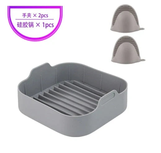 Reusable silicone air fryer pot liners in various colours and sizes