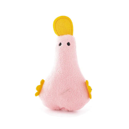Duck-shaped plush pet toy with catnip filling and squeak mechanism for dog and cat play