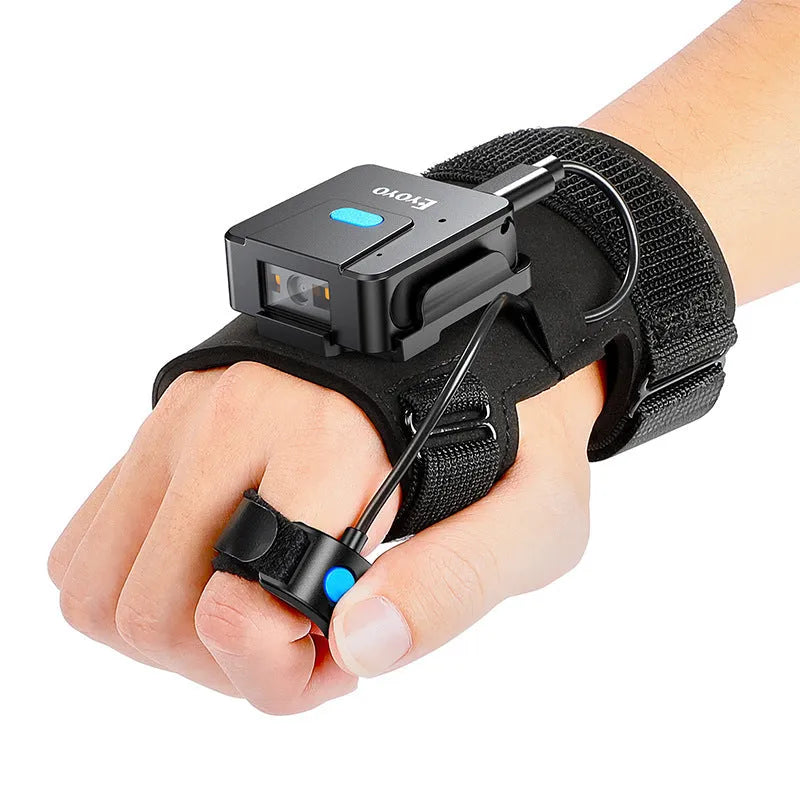 Portable wrist-mounted Bluetooth barcode scanner glove for two-dimensional code reading