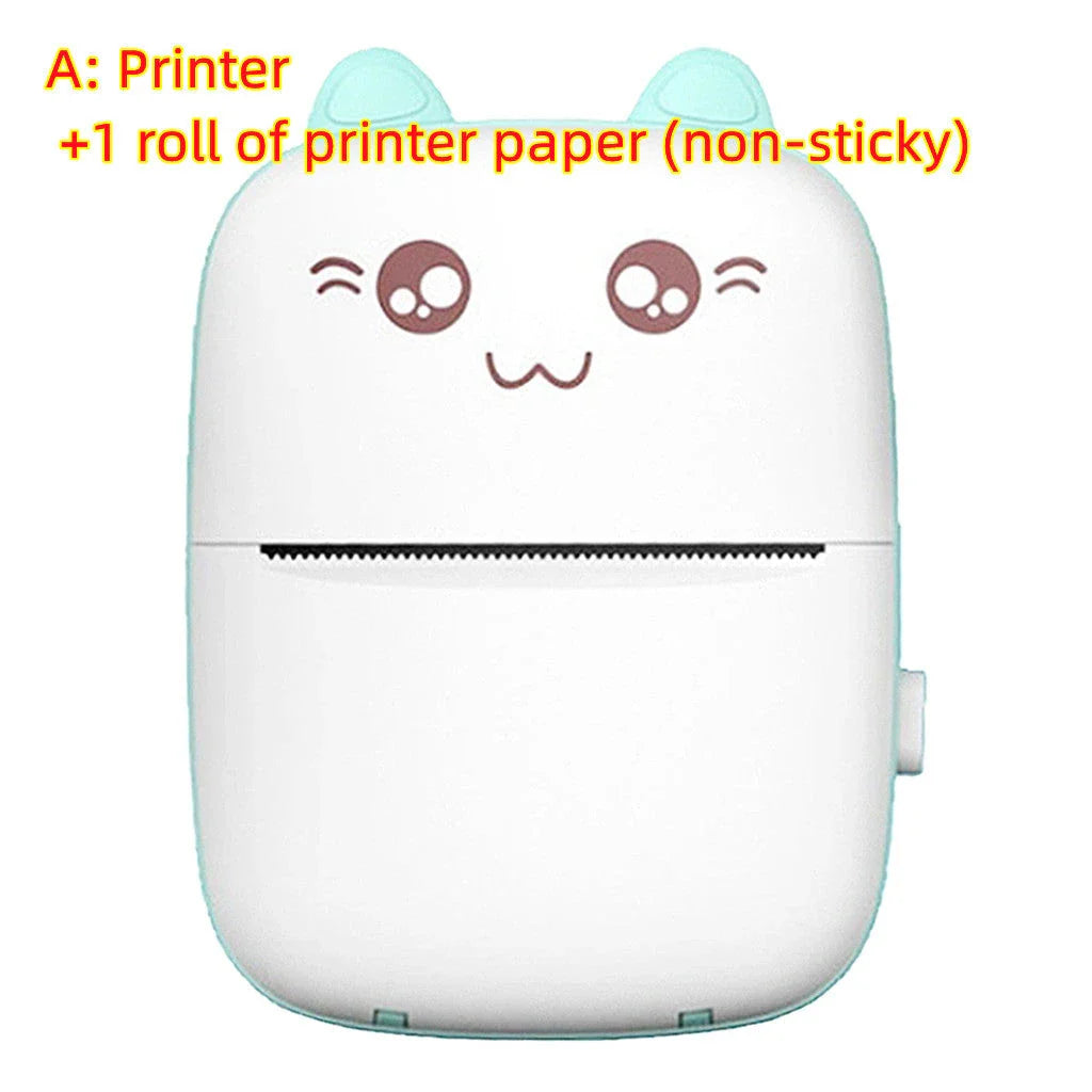 A compact, portable Bluetooth wireless photo printer for mobile devices, featuring high-quality thermal printing, rechargeable battery, and easy app connectivity.